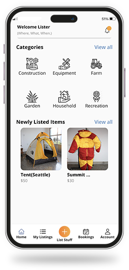 Home screen of Mobile App